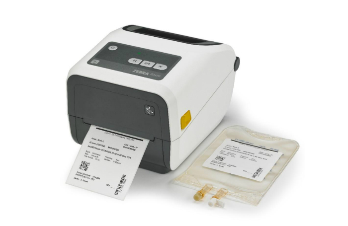 White ZD420 Printer Printing a Barcode